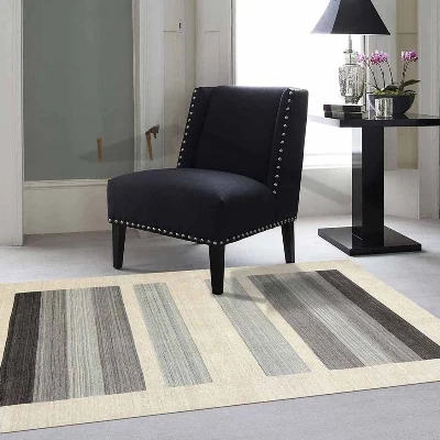 Else, кремовый, черный, серый цвет, граница, линии, геометрический рисунок, 3d Рисунок, не скользит, микрофибра, для гостиной, декоративный, современный, моющийся коврик