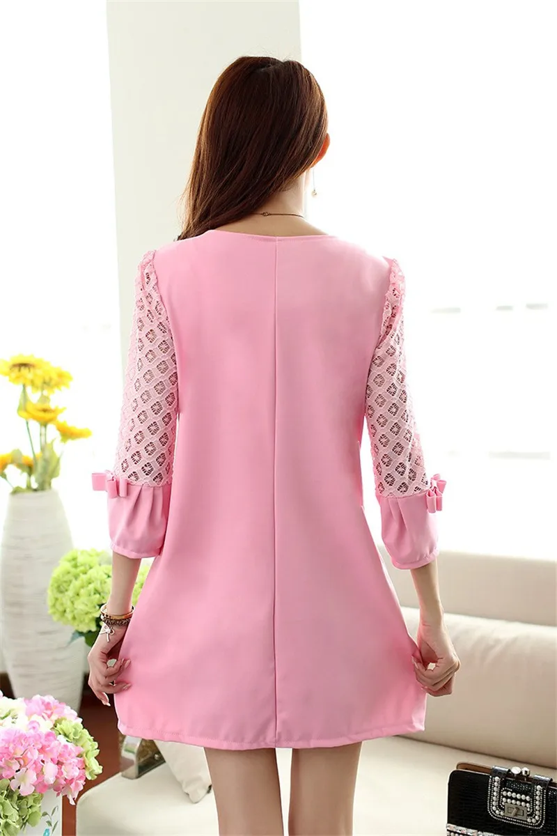 Pregnancy Breastfeeding Dress Pink Maternity Dresses Maternity Blouse Lace Pregnant Women Dresses Autumn Winter Nursing Dress