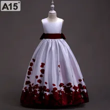 A15/Детские Платья с цветочным рисунком для малышей платье принцессы для девочек на свадьбу и день рождения Лето, хлопковое платье для девочек-подростков 5, 6, 8, 10, 12, 14 лет