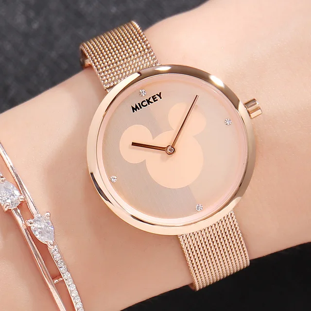 Best Price Disney brand original gift box mickey mouse women's watches stainless steel leather ladies rose gold quartz clocks waterproof Best Price Disney brand original gift box mickey mouse women's watches stainless steel leather ladies rose gold quartz clocks waterproof
