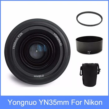 

Yongnuo yn35 YN35mm F2 lens Wide-angle Large Aperture Fixed Auto Focus Lens + Lens Hood +lens bag + 58mm UV filter For Nikon