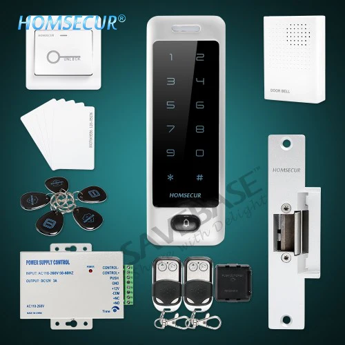 

HOMSECUR Waterproof Touch Keypad ID Access Control System With Function Data Copy and Backup+Strike Lock