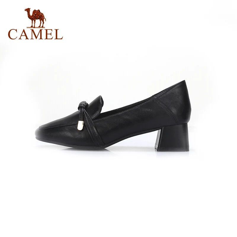CAMEL/Новые весенние женские повседневные туфли на среднем каблуке кожаные