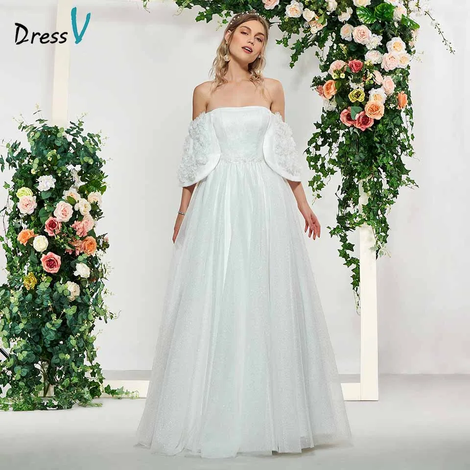 Dressv Элегантное свадебное платье цвета слоновой кости с открытыми плечами без