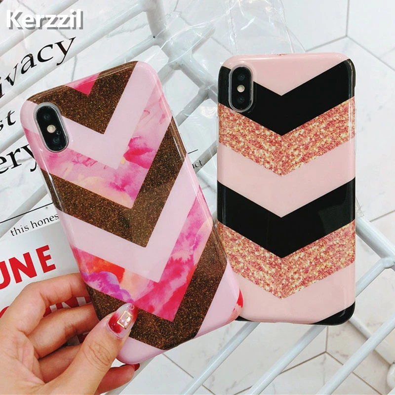 

Kerzzil Fashion Geometry Silicone Case for iPhone 7 6 6s 8 Plus Colorful Glossy Soft TPU Cases Cover Back for iPhone X 6 6s 7 8