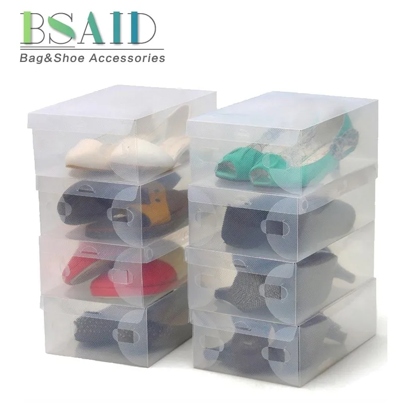 

BSAID 20pcs/lot Shoe Boxes Case Foldable Transparent Thick Plastic Shoebox Clamshell Storage Drawer Shoecase Box Containers New