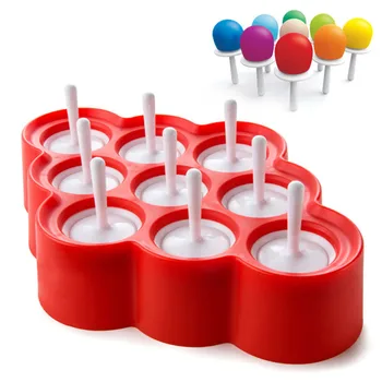 

Cute Silicone Ice Pops Mold Mini Ice Cream Ball Lolly Maker Popsicle Molds With 9 Stickers DIY Ice-Cream Tools