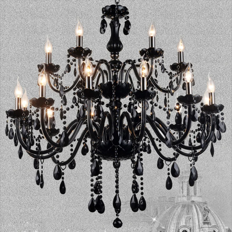 

Black Crystal Chandelier Light Modern LED Hanging Lamp for Living Room Bedroom Indoor Lighting Fixture Home Decoration Luxury