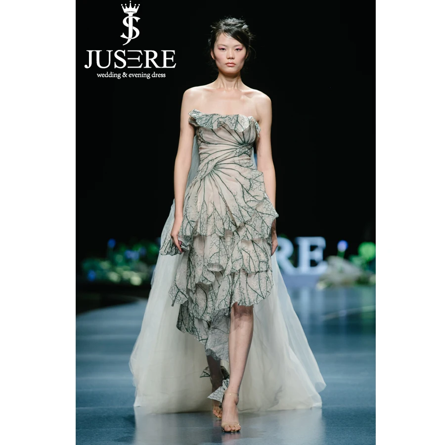 

JUSERE 2019 SS FASHION SHOW Beautiful Strapless Short Homecoming Dress Knee Length Party Dresses Vestido De Festa