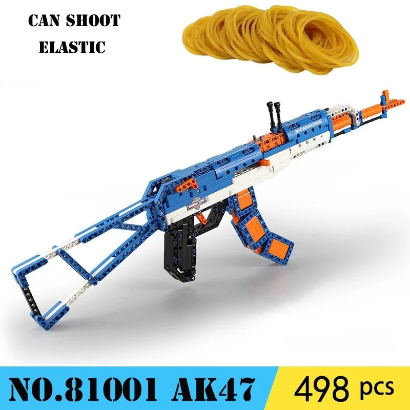 Finger Rock AK-47 Assembly Rifle Building Block Model Toys Shooting Rubber Band Gun LegoINGLYs Collection For Boy Christmas Gift