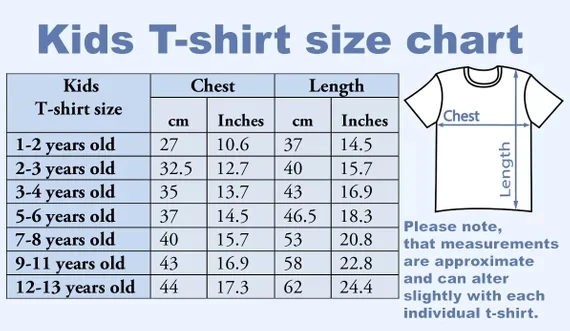 Size Chart For 3 Year Old