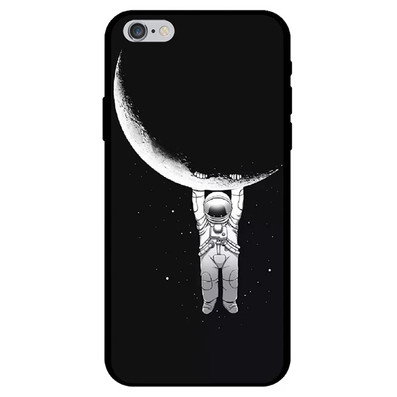 Funda de astronauta para funda de iPhone 8 espacio Luna planeta estrella suave TPU para iPhone 6 S 6 7 Plus 5S XS Max XR X Las mujeres de los hombres