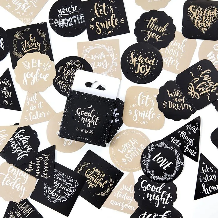 

45PCS/box New Cute Creative English Blessing Paper Lable Stickers Crafts And Scrapbooking Decorative Lifelog Stationery