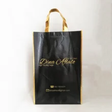 Изготовленный на заказ металлический нетканый обработанный Подарочный ящик сумки многоразовые Сияющие Блестки Черный Упаковка настоящий мешок вечерние сувенирные пленки ламинированные