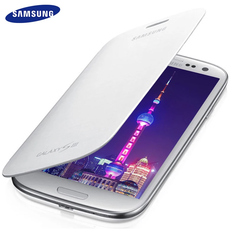 

Samsung Galaxy S3 Case Flip Cover 100% Original SIII S 3 i9300 Anti-Knock Anti Fingerprint Proctect Camera
