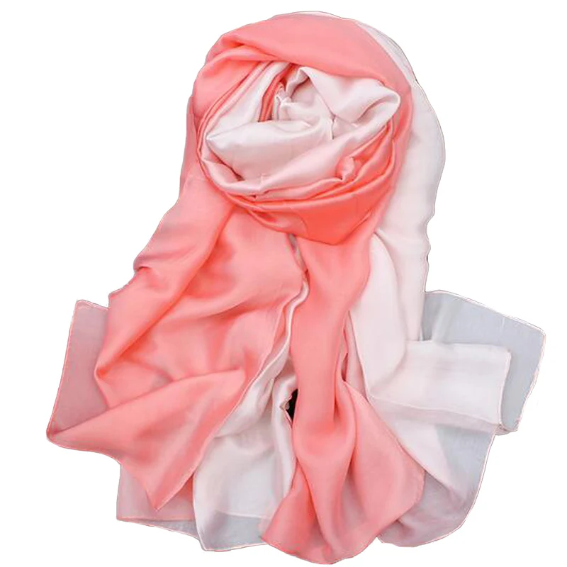 FS брендовый дизайнерский большой Шелковый сатиновый шарф женский c градиентной окраской, длинный шали и обертывания мягкие женские шарфы Echarpe пашмины - Цвет: 5