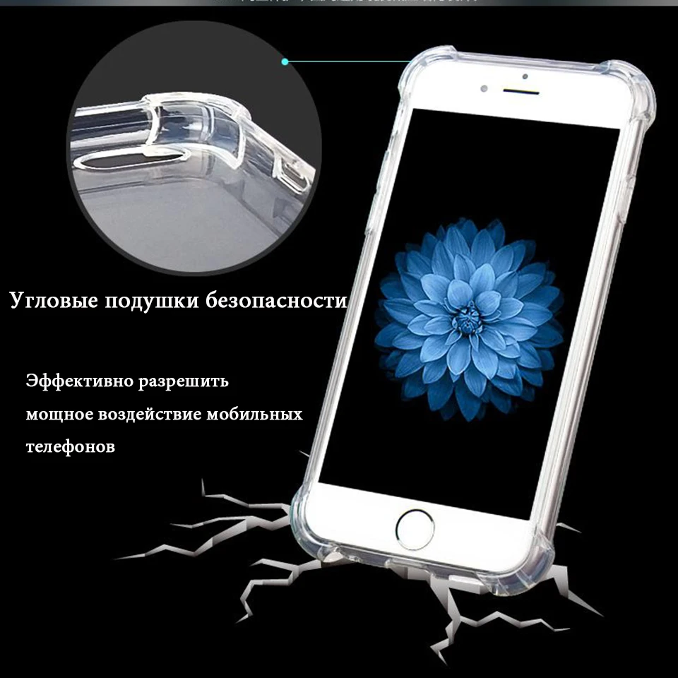 wellzly Transparent Phone Case for iphone case Soft TPU Silicone Case for iPhone x 5 6 7 8 Plus Phone shell protective sleeve