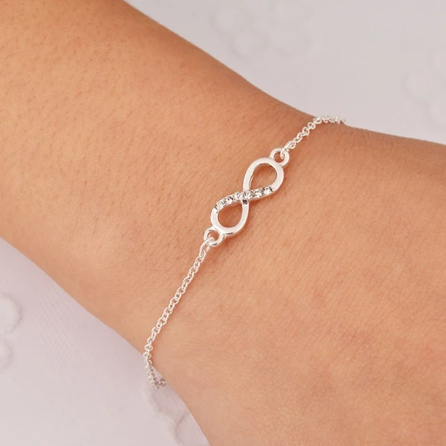Bluelans Women Simple Infinite Love Rhinestone 8shape Pendant Thin Bluelans Women Simple Infinite Love Rhinestone 8shape Pendant Thin Chain Bracelet Jewelry