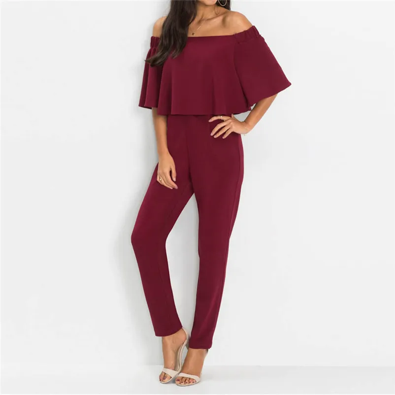 Fashion summer jumpsuit woman 2018 Off Shoulder Sleeveless Beach Jumpsuit Ladies Beach Romper Trouse pantaloni siamesi A23#N (10)