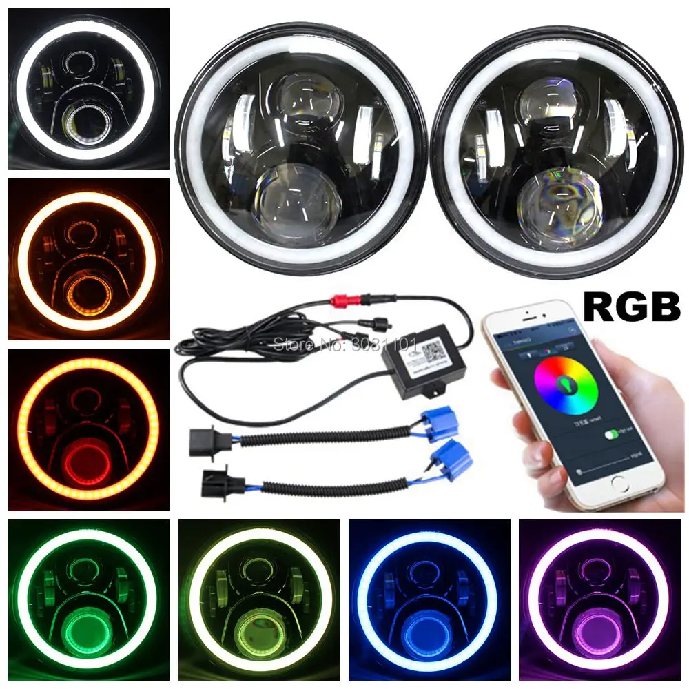 

Pair 7 inch 45W Round Lens H4 LED Headlights for Jeep Wrangler JK & Harley Black