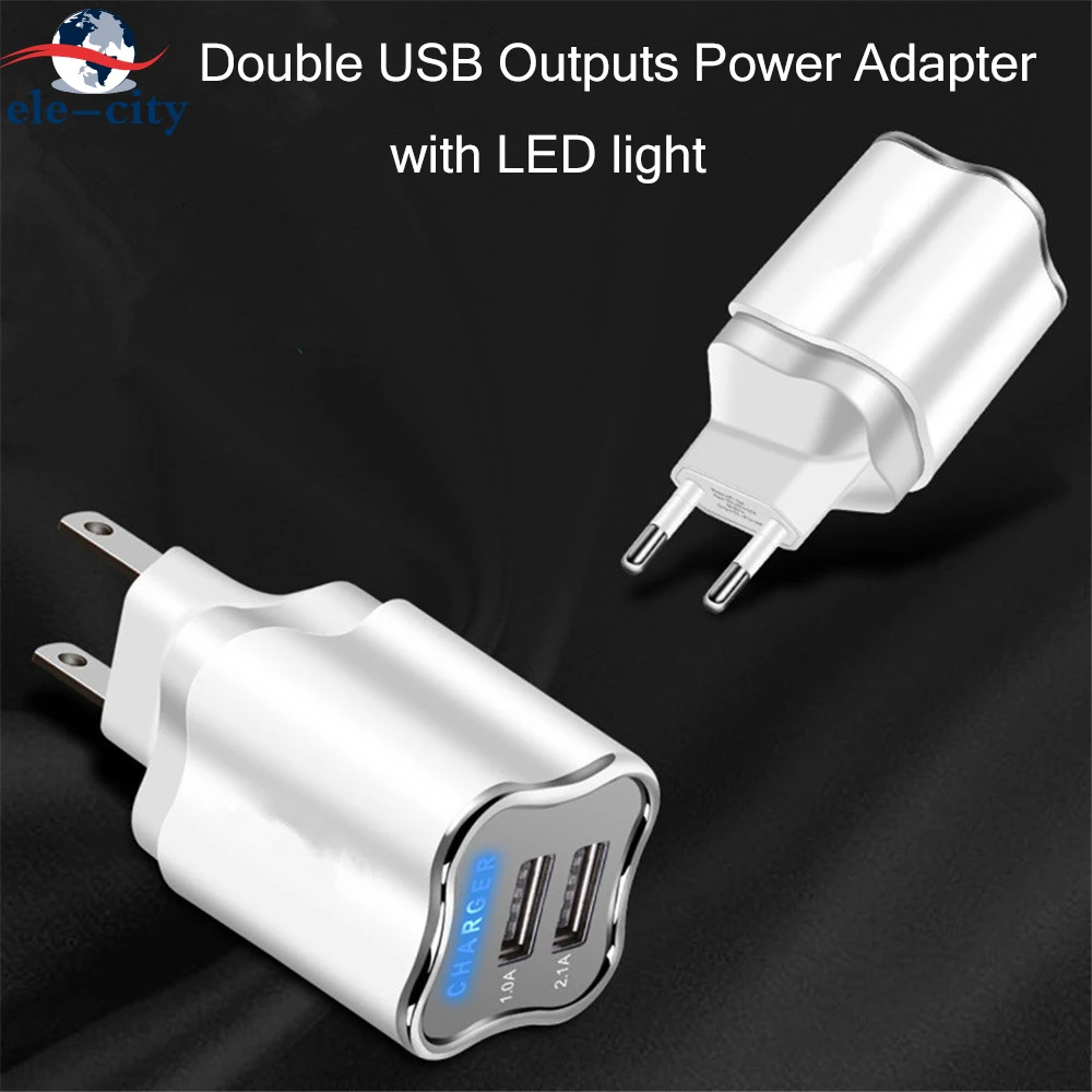 2 USB Outputs Four Leaf Clover LED Light Phone Charger US EU 5V 2A Fast