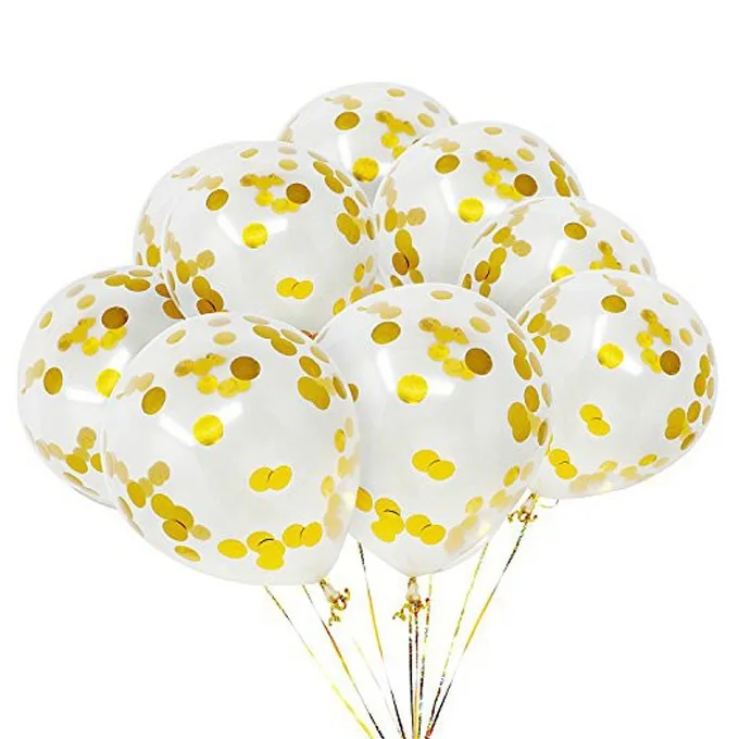 10 шт. 12 дюймов цветные латексные шары с золотыми блестками конфетти вечерние шары для свадьбы, дня рождения, Детские вечерние украшения - Цвет: Gold