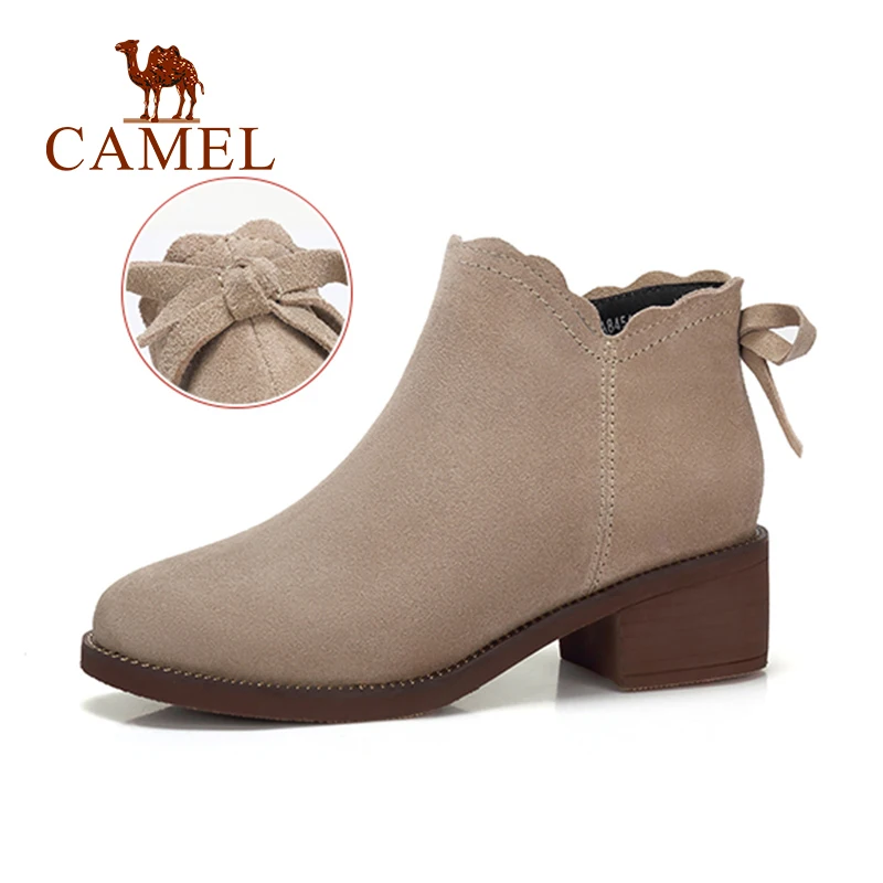 CAMEL/Зимние полусапожки женские модные ботинки в британском стиле обувь на низком