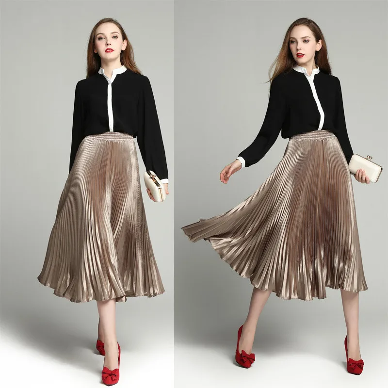 ELEXS Новая летняя юбка женские винтажные бархатные плиссированные юбки длинные Faldas Европейский стиль E7943