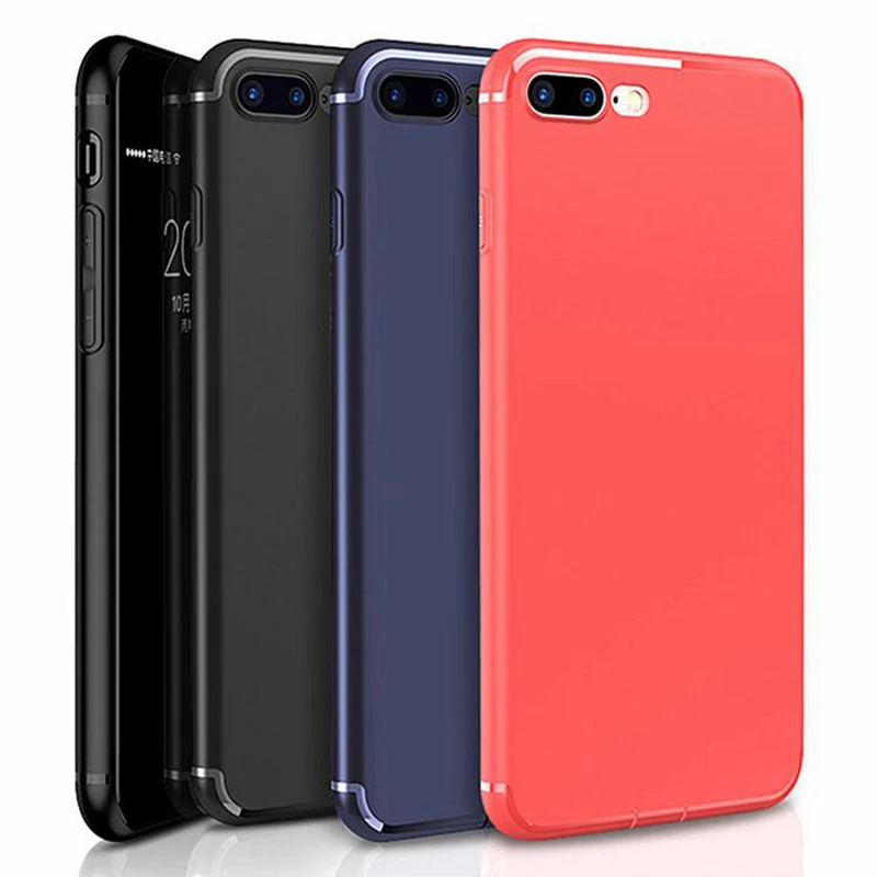 

3 Colors Phone Case Ultra-thin Matte TPU all-inclusive Protective Sleeve Anti-drop Soft Dust Plug For iPhone 7 8 plus Case