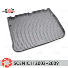 Коврик для багажника Renault Scenic 2 2003~ 2009, коврик для багажника, Нескользящие полиуретановые грязезащитные внутренние багажники, автомобильный Стайлинг