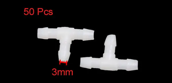 UXCELL авто автомобиль 3 мм внутренний диаметр T-Piece труба шланг тройник соединитель фитинги белый 50 шт