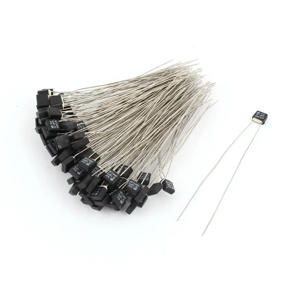 

100Pcs 250V 2.5A 126 Celsius Square Circuit Cut Off Temperature Thermal Fuse Features Insulated Leads For Convenient Use