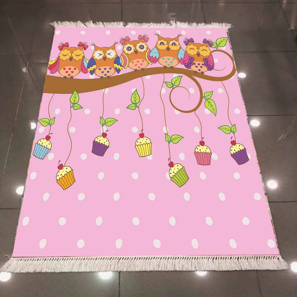 Иначе милые совы розовый в белый горошек кексы 3d противоскользящее микроволокно сзади моющиеся декоративные дети Kilim номер области ковры