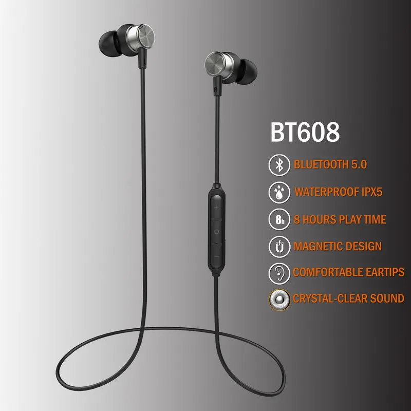 TENNMAK BT608 Bluetooth 5,0 водонепроницаемые наушники с защитой от пота, спортивные наушники с микрофоном, беспроводные магнитные наушники