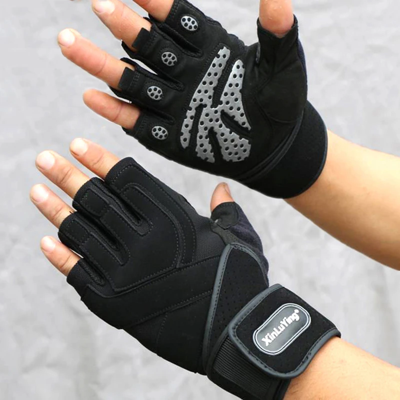 Gym Crossfit luva Fitness Gloves Long Wrist Belt Body Building powerlifting equipment Gloves Barbell Dumbbell pull