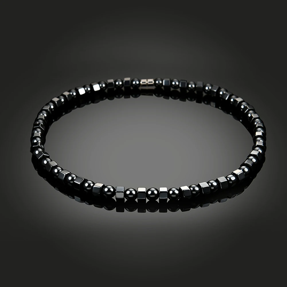 Мужской женский черный сильный магнитотерапия Гематит бусы ожерелье чакры подарок - Окраска металла: Black