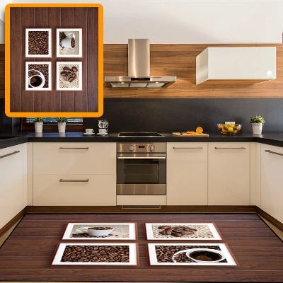 Else деревянный в стиле пэчворк кофейная чашка в зернах с 3d рисунком Нескользящая микрофибра для кухни современный декоративный моющийся коврик