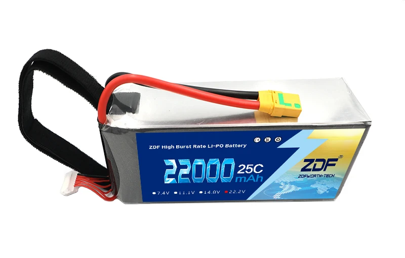 8 шт.(2 коробки) ZDF 6S 22,2 V LiPo аккумулятор 22000mAh 25C с разъемом XT90/AS150/XT150/XT90-S для беспилотного дрона