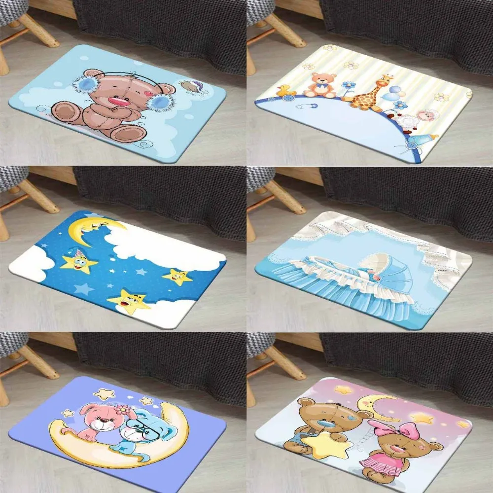 Еще синий медведи собака желтый со звездами для мальчиков 3d цифровой печати Современный Декоративный Пол Коврик придверный Home декор прихожей детская комната 50x80 см