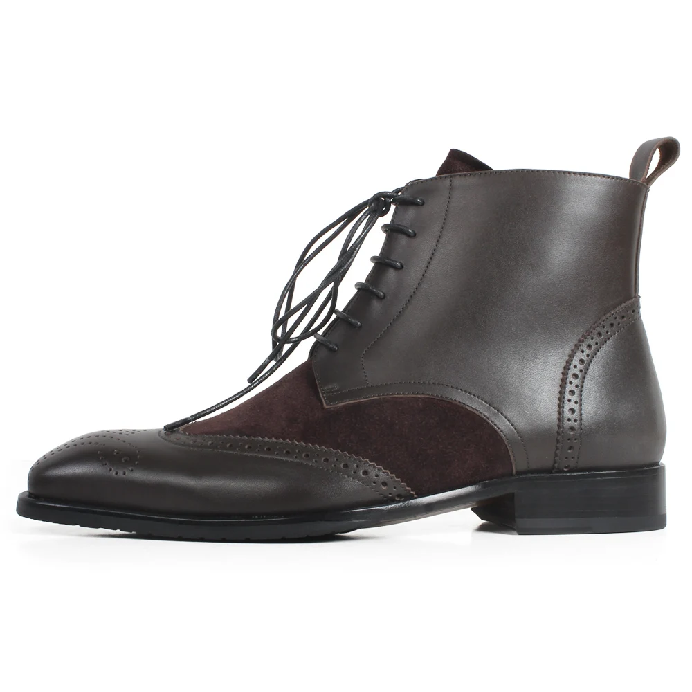 À En Carré Orteil Patchwork Cuir Bottes Vikeduo Plein Vache Patine Brogue Hommes La Coffee 100Véritable De Bottines Main Décontracté Plaine F3uKcT1Jl