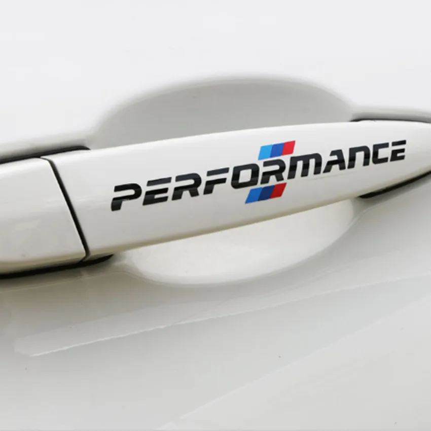 

4pcs 2*14cm Car Sports Performance Stickers Door Handle Decals Styling Logo For BMW M3 M5 X1 X3 X5 X6 E36 E39 E46 E30 E60 E92