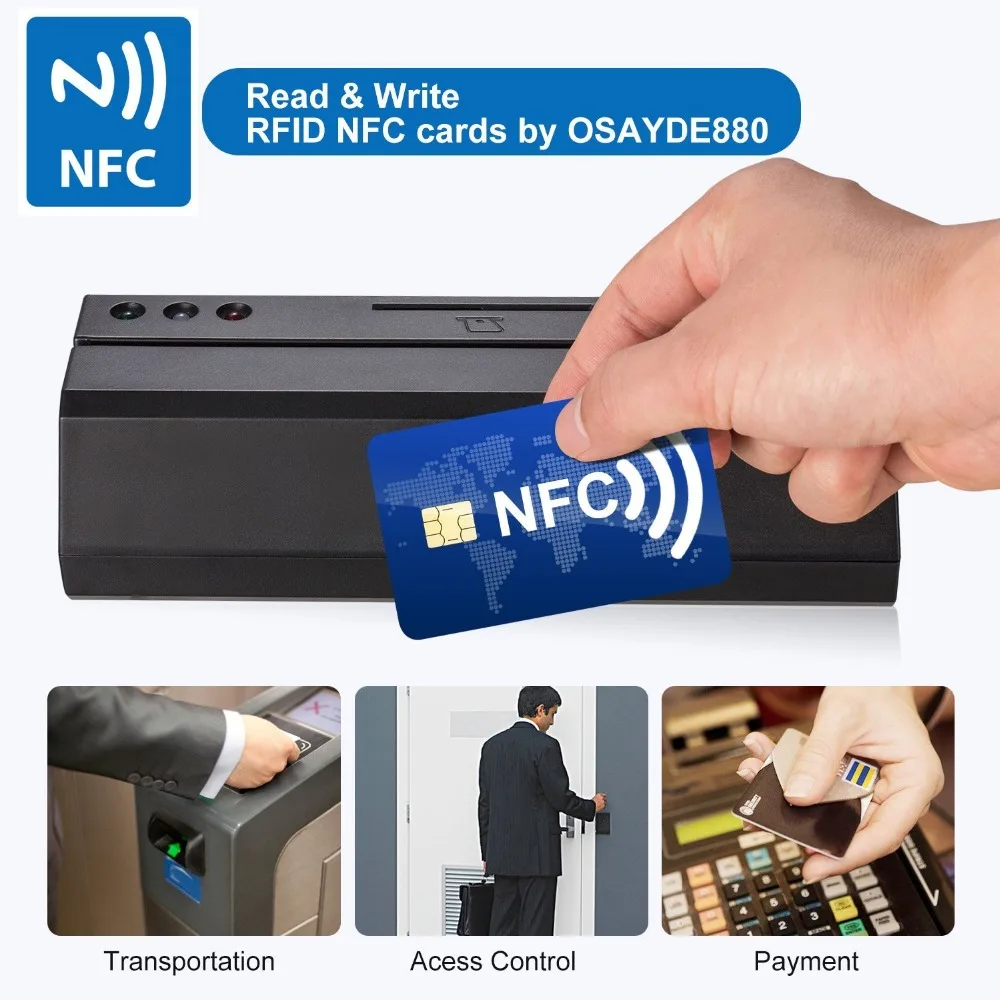 OSAYDE 8 в 1 Новый USB MSR880 Magstripe & IC NFC Psam Reader Writer/Encoder программируемый с 20 пустыми