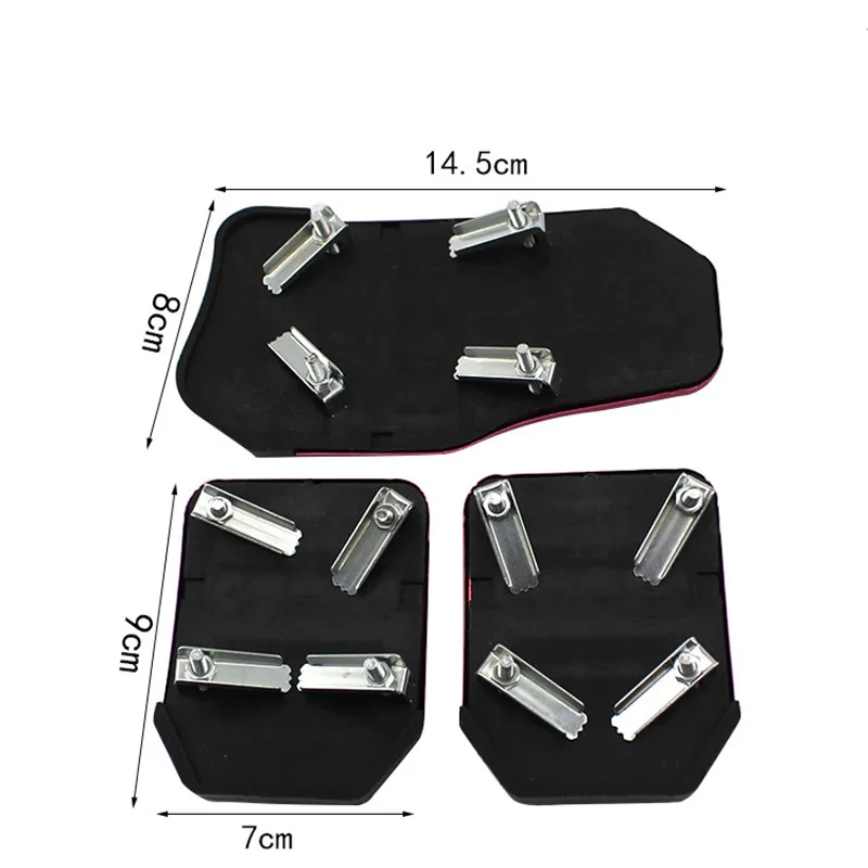 Универсальная алюминиевая механическая коробка передач, 3 шт., нескользящая накладка на педаль автомобиля, Комплект тормозных колодок для газа, набор педалей, красный/синий/серебристый, для стайлинга автомобилей