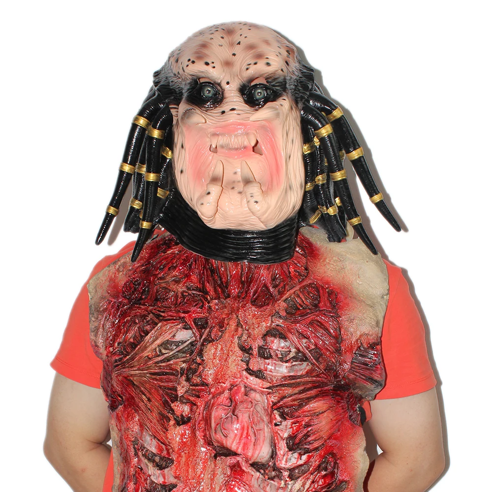 Страшный шлем хищника Маска Костюм реквизит латексная маска для косплея маска Хэллоуин страшный трюк игрушки