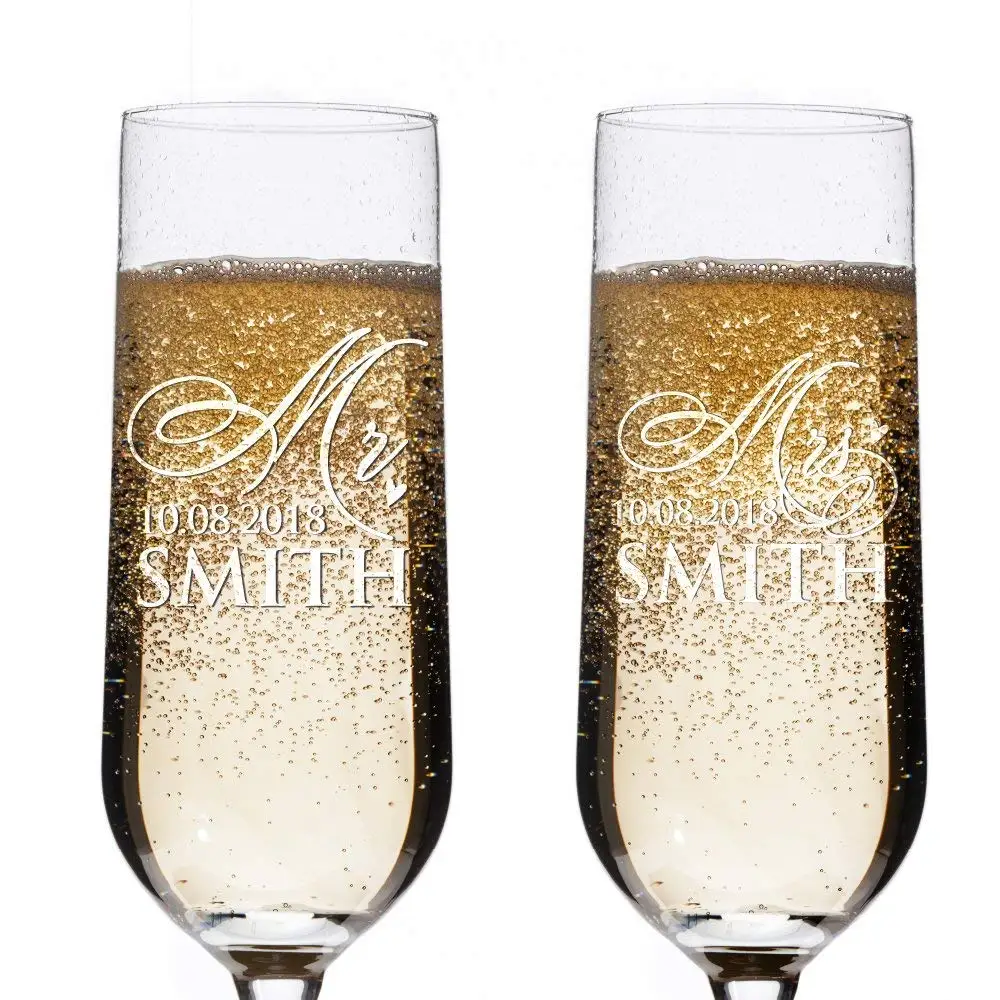 Celebrations Bride and Groom Wedding Gift Champagne Toasting Flutes Set 