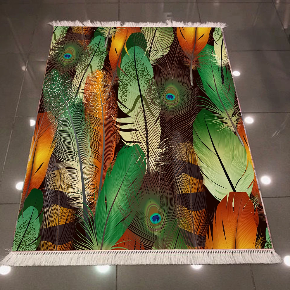 Еще зеленый оранжевый павлин птица перья 3d узор принт, микроволокно анти скольжение обратно моющиеся декоративные килим области ковер