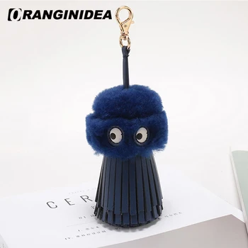 

Genuine Leather +Lambswool Fluffy Ball for Handbag Shoulder Crossbody Bags Cute Charm Cartoon Pompoms Accessories for Women Bag
