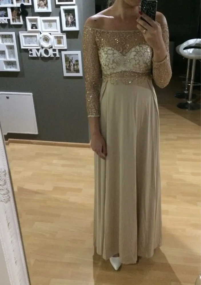 'All Tassle No Hassle' Gold Lace Maxi Dress photo review