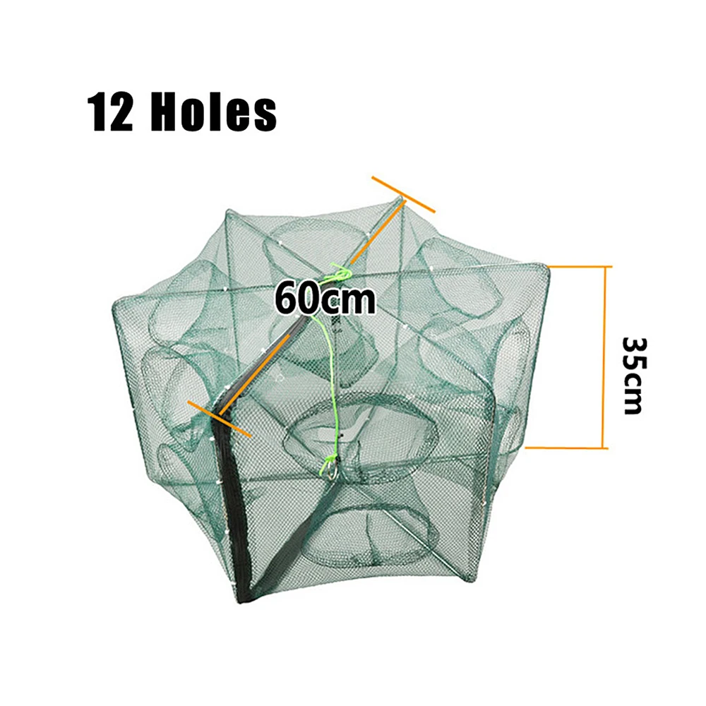6/8/12 отверстий в сложенном виде Портативный шестиугольник рыболовная сеть Раков рыба Автоматическая ловушка креветки Карп Ловец сетки рыболовная сеть-ловушка