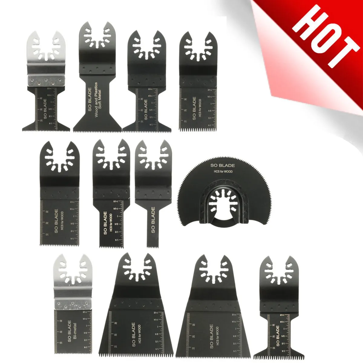 

Doersupp Hot Sale 12 Pcs/set Oscillating Multitool Reciprocating Saw Blade Woodworking Accessories Kit DIY Cutting Power Tools